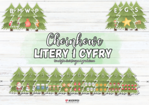 Choinkowe literki i cyferki – edukacyjny zestaw PDF do druku dla dzieci