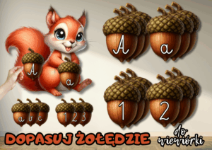 Edukacyjna Układanka dla Dzieci - Dopasuj Żołędzie do Wiewiórki