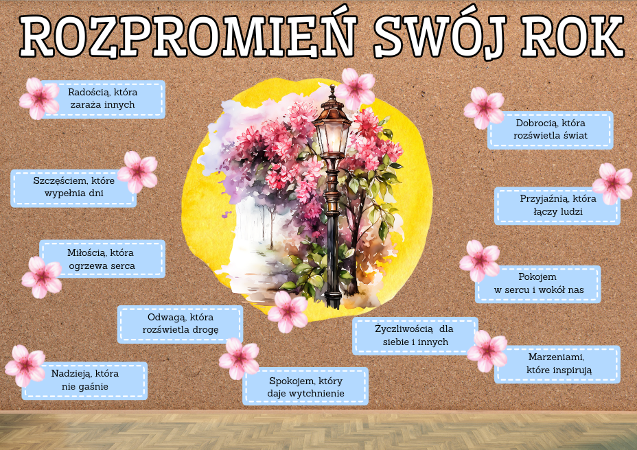 Dekoracja szkolna do druku PDF – gazetka motywacyjna do klasy