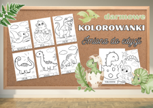 KOLOROWANKI DO DRUKU - DINOZAURY